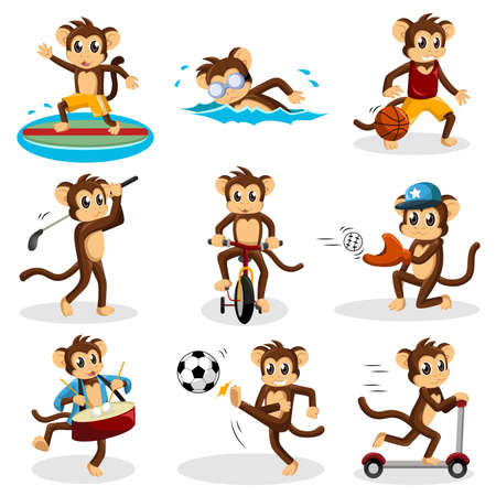 A vector illustration of monkey doing activityのイラスト素材