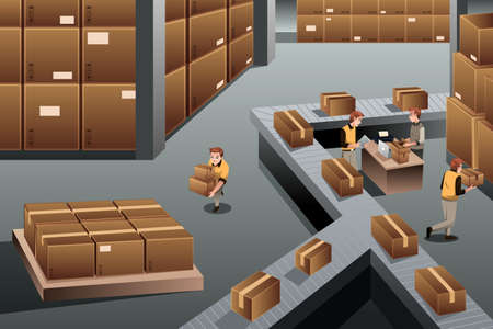A vector illustration of distribution warehouse viewed from aboveのイラスト素材