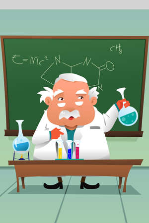 A vector illustration of chemistry professor working at the labのイラスト素材