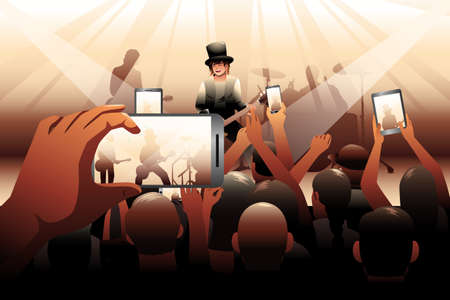 A vector illustration of people in a concertのイラスト素材