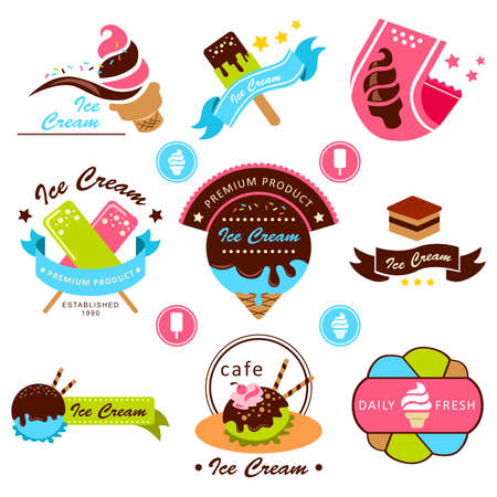 A vector illustration of ice cream label designsのイラスト素材