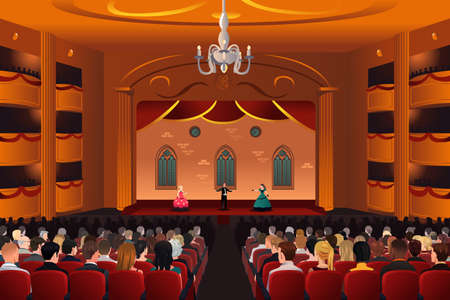 A vector illustration of spectators inside a theaterのイラスト素材