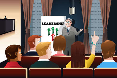 A illustration of business people in a seminar for leadership conceptのイラスト素材