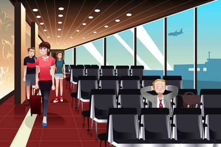 A illustration of inside the airport sceneのイラスト素材