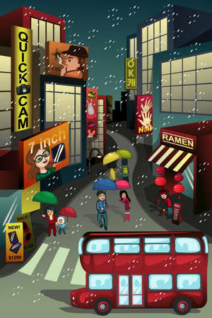 A vector illustration of city sceneのイラスト素材