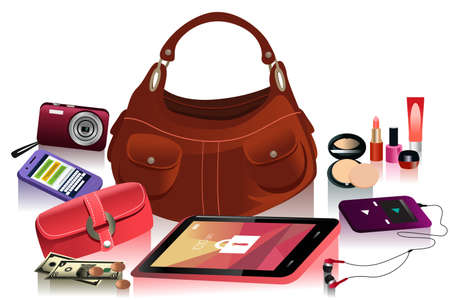 A vector illustration of details of modern bag for femaleのイラスト素材