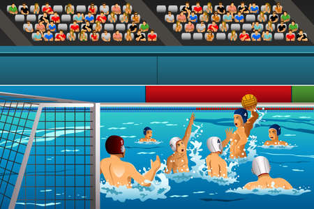 A illustration of water polo athletes in a match for sport competition seriesのイラスト素材
