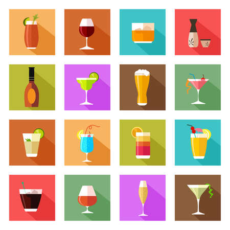 A vector illustration of alcohol drink glasses iconsのイラスト素材