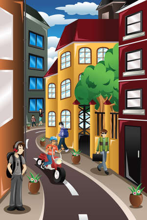 A vector illustration of city sceneのイラスト素材