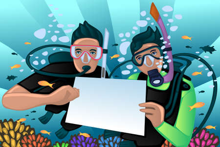 A vector illustration of snorkeling posterのイラスト素材