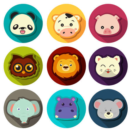 A vector illustration of animal icon setsのイラスト素材
