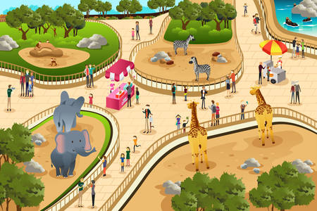 A vector illustration of scene in a zooのイラスト素材