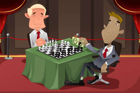 A vector illustration of businessmen playing chessのイラスト素材