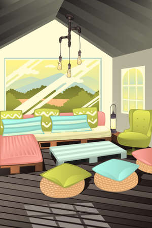 A vector illustration of ecological furniture made from recycle materialsのイラスト素材