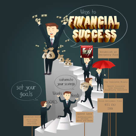 A vector illustration of infographic of ways to financial successのイラスト素材
