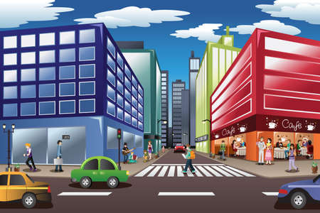 A vector illustration of city sceneのイラスト素材
