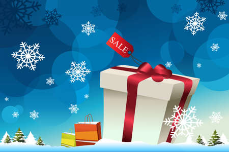 A vector illustration of winter shopping background designのイラスト素材