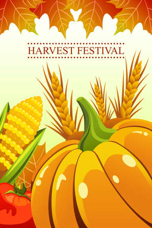 A vector illustration of harvest festival backgroundのイラスト素材