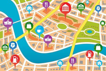 A vector illustration of map of city in GPS styleのイラスト素材