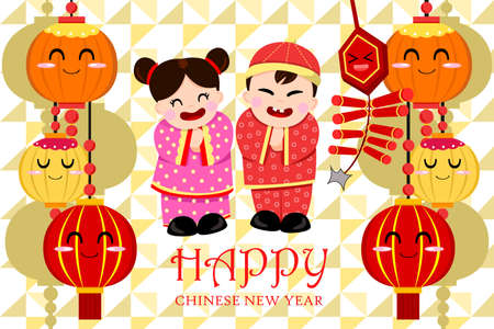 A vector illustration of Chinese new year greeting card designのイラスト素材