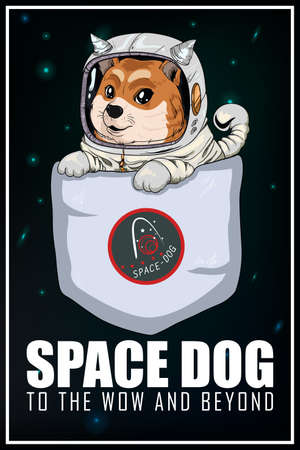 A vector illustration of space dog wallpaper designのイラスト素材