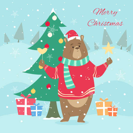 A vector illustration of Christmas greeting card designのイラスト素材