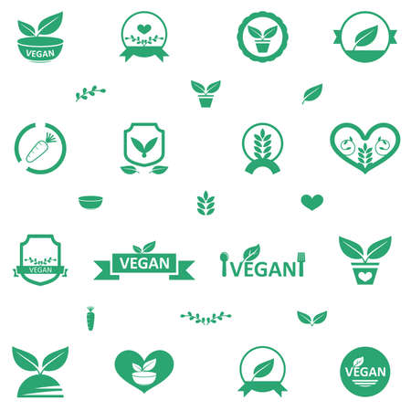A vector illustration of vegetarian food icon setsのイラスト素材