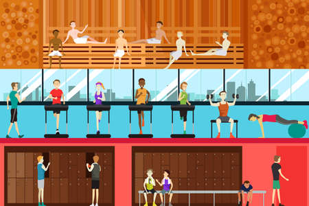 A vector illustration of inside gym sceneのイラスト素材