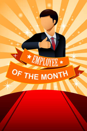 illustration of employee of the month poster frame designのイラスト素材