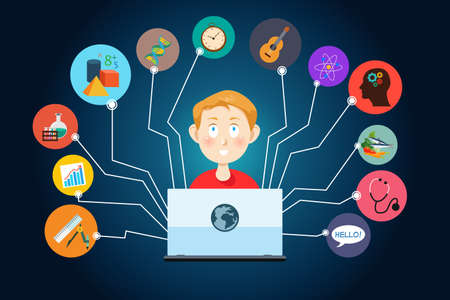 A vector illustration of online education conceptのイラスト素材