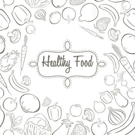 A vector illustration of healthy food poster design black and whiteのイラスト素材