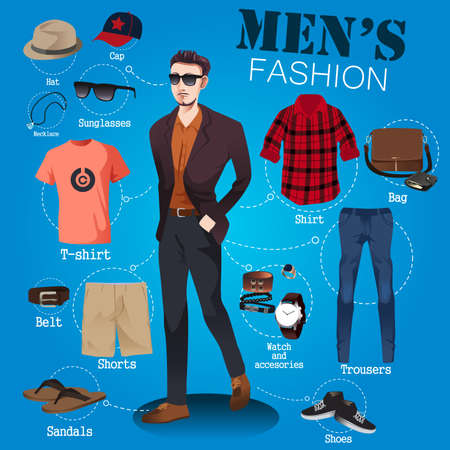 A vector illustration of men fashion infographicのイラスト素材