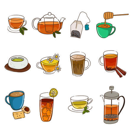 A vector illustration of tea icon setsのイラスト素材