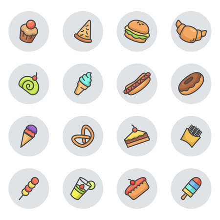 A vector illustration of dessert icon setsのイラスト素材