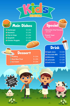 A vector illustration of colorful kids meal menuのイラスト素材