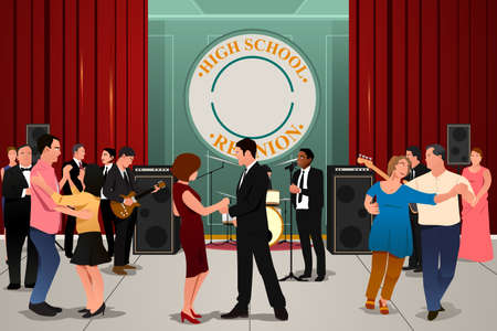 A vector illustration of school reunion partyのイラスト素材