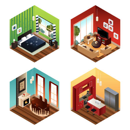 A vector illustration of modern home sceneのイラスト素材