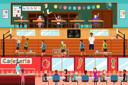 A vector illustration of student in a schoolのイラスト素材
