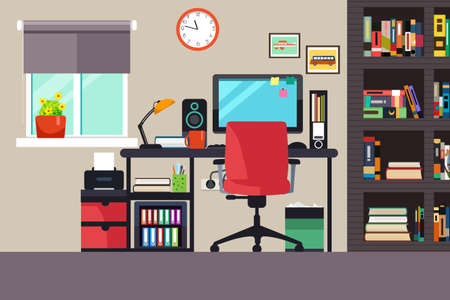 A vector illustration of Home Office in Flat Styleのイラスト素材