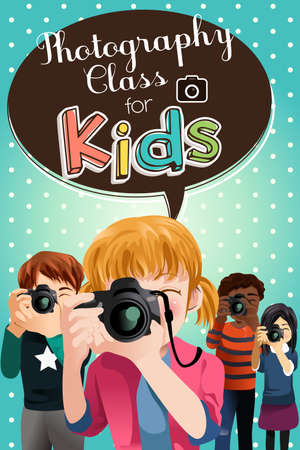 A vector illustration of Photography Class For Kids Posterのイラスト素材