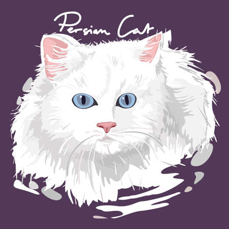 A vector illustration of Persian Cat Painting Posterのイラスト素材