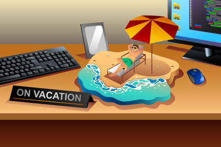 A vector illustration of Working and Vacation Conceptのイラスト素材