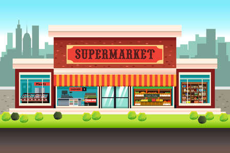 A vector illustration of a Supermarket Grocery Storeのイラスト素材