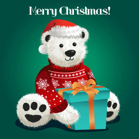 A vector illustration of Bear Stuffed Toy Celebrating Christmasのイラスト素材