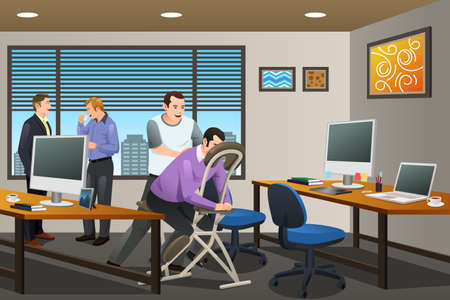 A vector illustration of Business People Receiving a Massage Therapy in the Officeのイラスト素材