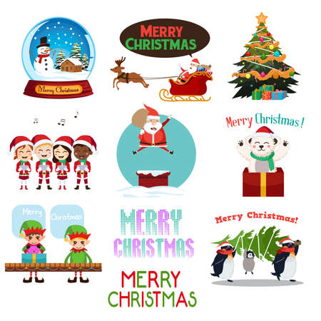 A vector illustration of Christmas Icons and Clipartsのイラスト素材