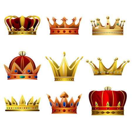 A vector illustration of a set of Crown designsのイラスト素材