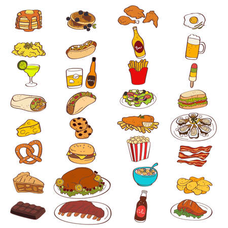 A vector illustration of Food and Drink Iconsのイラスト素材