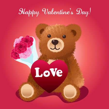 A vector illustration of Valentines Day Bear Greetingのイラスト素材