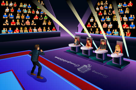 A vector illustration of Singer in a Singing Competitionのイラスト素材